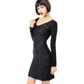 Black dragon long sleeve dress